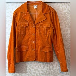 Vintage Y2K Acorn Women’s M 10 Orange Velour Cropped Blazer Jacket